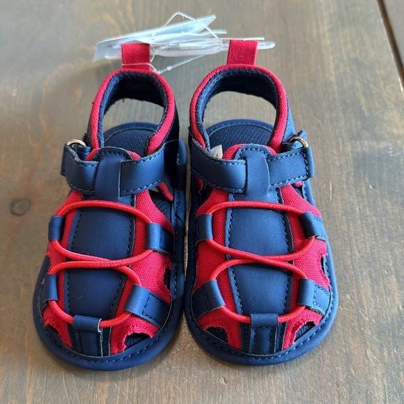 NWT Stepping Stones Blue and Red Fisherman Sandal Size 4 (9-12 months) - Picture 2 of 4